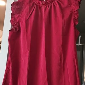 Elegant Red Ruffle Sleeve Top